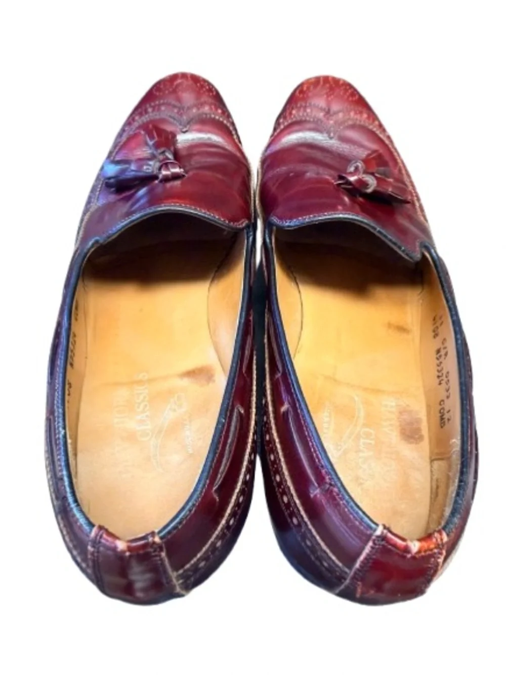 Vintage Hawthorne Classics Men’s 11 Burgundy Leather Wingtip Tassel Loafers USA